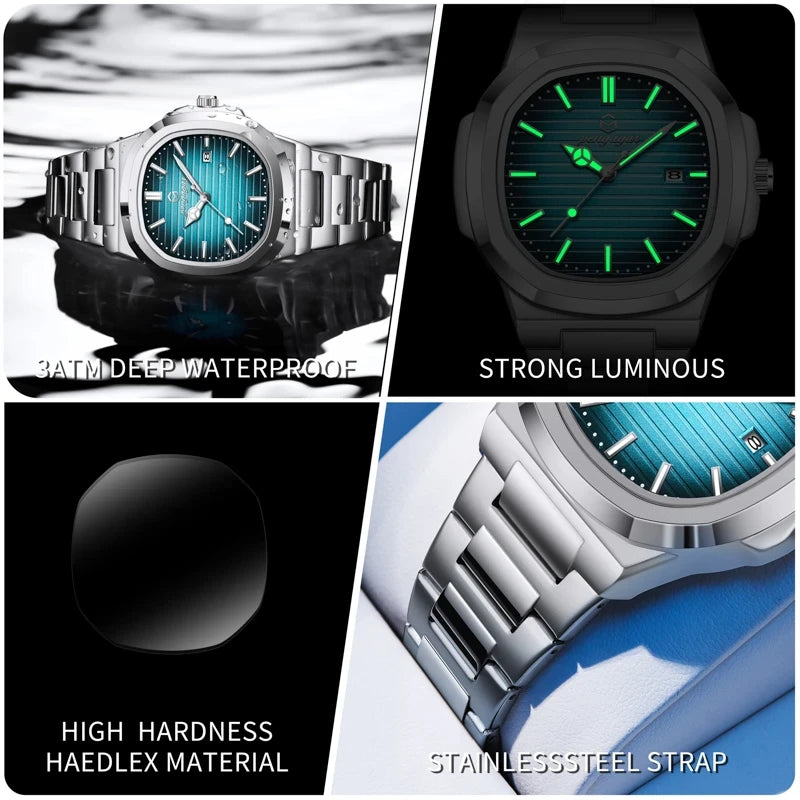 Square Stainless Steel Quartz Watch